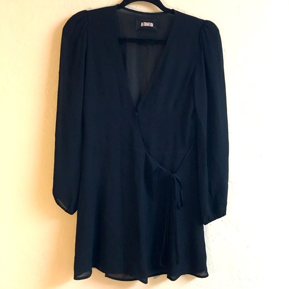Reformation Dresses & Skirts - Reformation Mini Wrap Dress Size SP Black Party Cocktail Wedding Evening